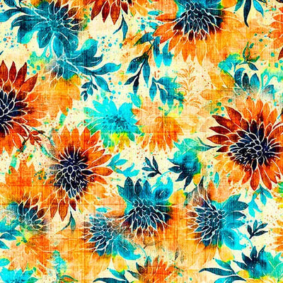 Multi Cream Floral Cotton 44"/45" Fabric Per Yard - Prismatic Fiber Arts