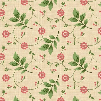 Multi Cream Floral Vine Cotton Wideback Fabric per yard - Prismatic Fiber Arts