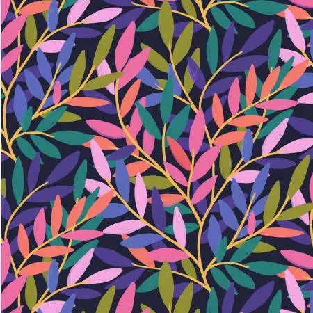Multi Midnight Twilight Tendrils Cotton Wideback Fabric per yard - Prismatic Fiber Arts