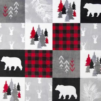 Multi Scarlet Cabin Quilt Digital Cuddle Fabric per yard - Prismatic Fiber Arts