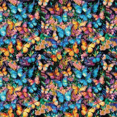 Multi Stained Glass Butterflies Cotton Wideback Fabric per yard - Prismatic Fiber Arts