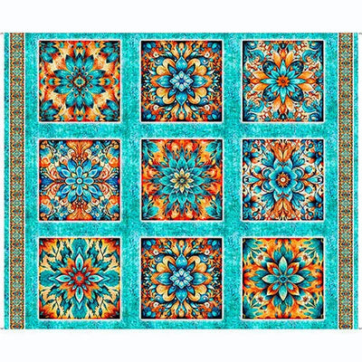 Multi Turquoise Desert Rose Panel - Prismatic Fiber Arts