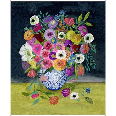 Multi Watercolor Floral Panel - Prismatic Fiber Arts