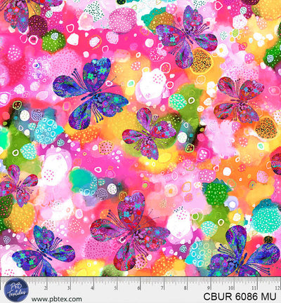 Multicolor Butterflies Color Burst Cotton 44"/45" Fabric Per Yard - Prismatic Fiber Arts