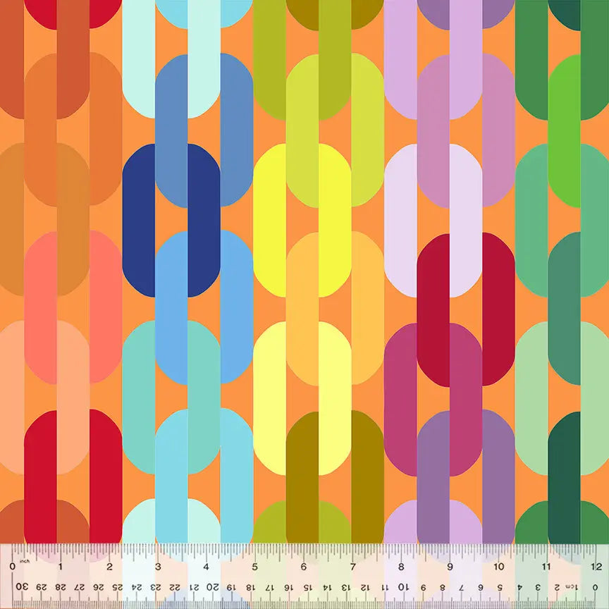 Multicolor Creamsicle Links Cotton Wideback Fabric per yard - Prismatic Fiber Arts