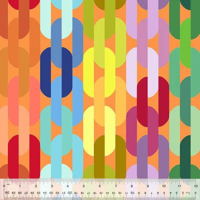 Multicolor Creamsicle Links Cotton Wideback Fabric per yard - Prismatic Fiber Arts