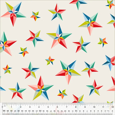 Multicolor Pinwheel Stars Cotton Wideback Fabric per yard - Prismatic Fiber Arts