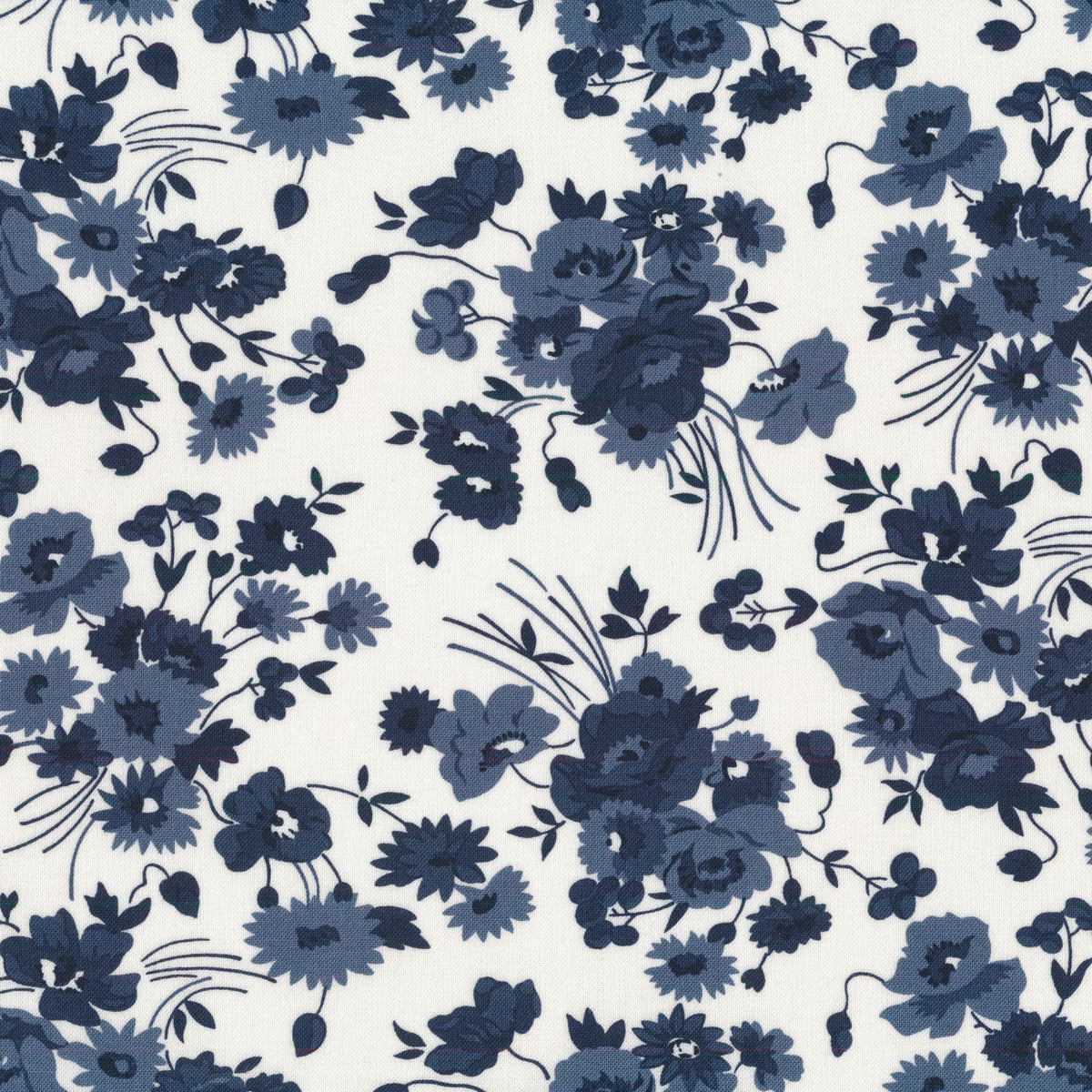 Nantucket Summer Cream Navy Somerset Florals 44"/45" Fabric Per Yard - Prismatic Fiber Arts
