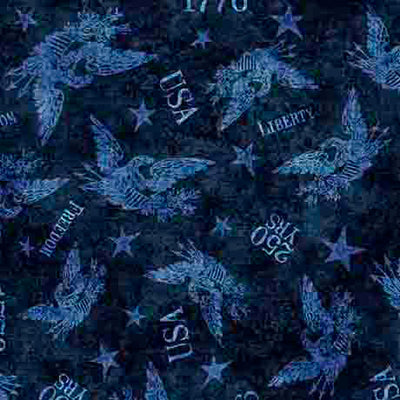 Blue Tonal American Eagle 1776 Cotton 44"/45" Fabric Per Yard - Prismatic Fiber Arts