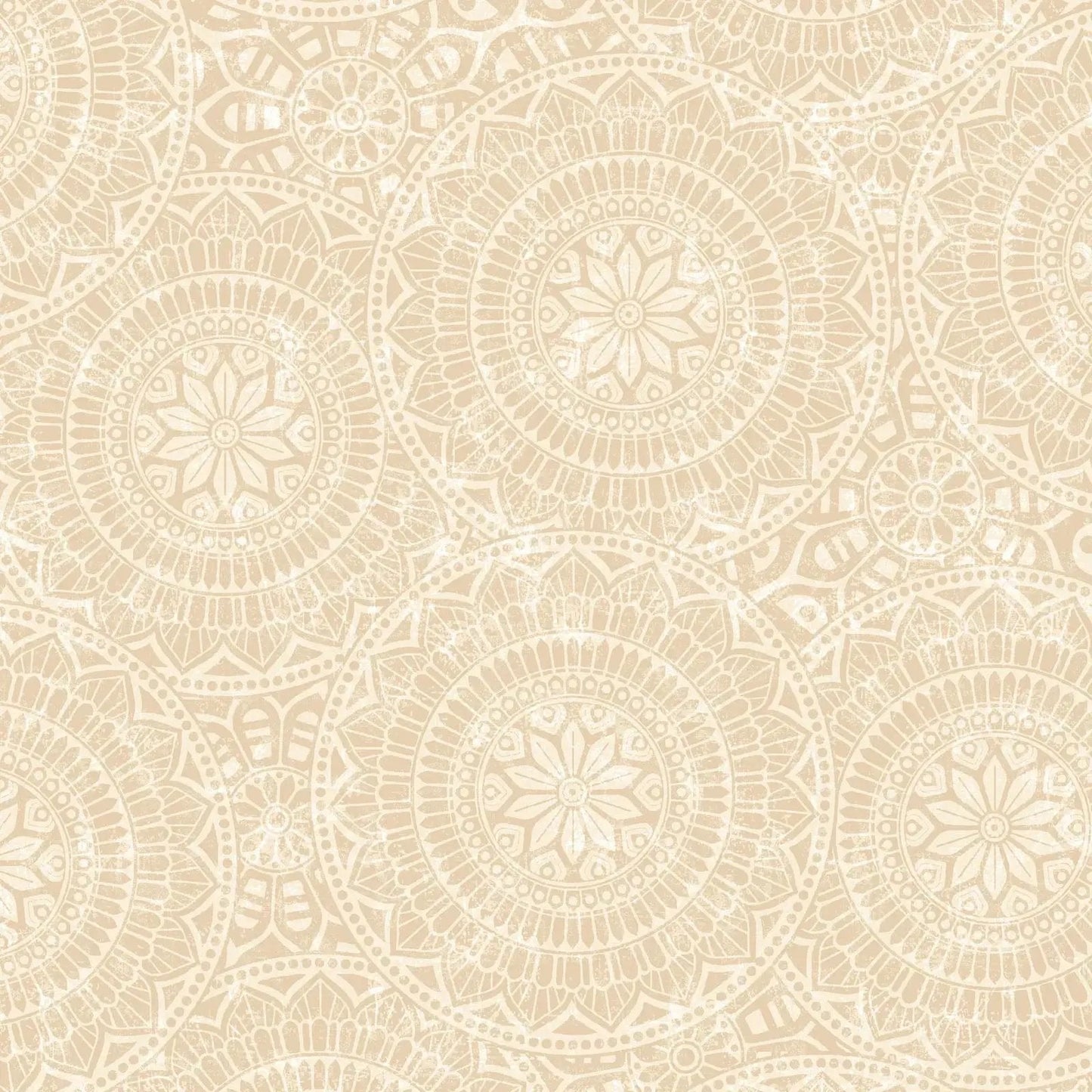 Natural Vespa Tossed Mandalas Cotton Wideback Fabric - Prismatic Fiber Arts