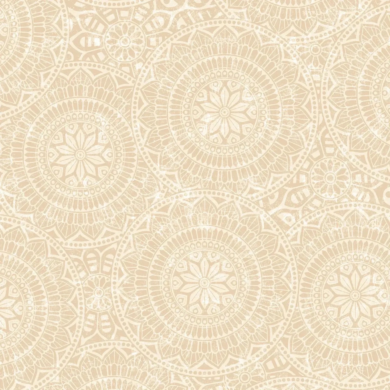 Natural Vespa Tossed Mandalas Cotton Wideback Fabric - Prismatic Fiber Arts