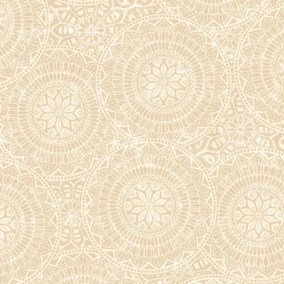 Natural Vespa Tossed Mandalas Cotton Wideback Fabric - Prismatic Fiber Arts