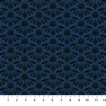 Navy Blue Echinacea Indelible by Anna Maria for Northcott Cotton 44"/45" Fabric Per Yard - Prismatic Fiber Arts
