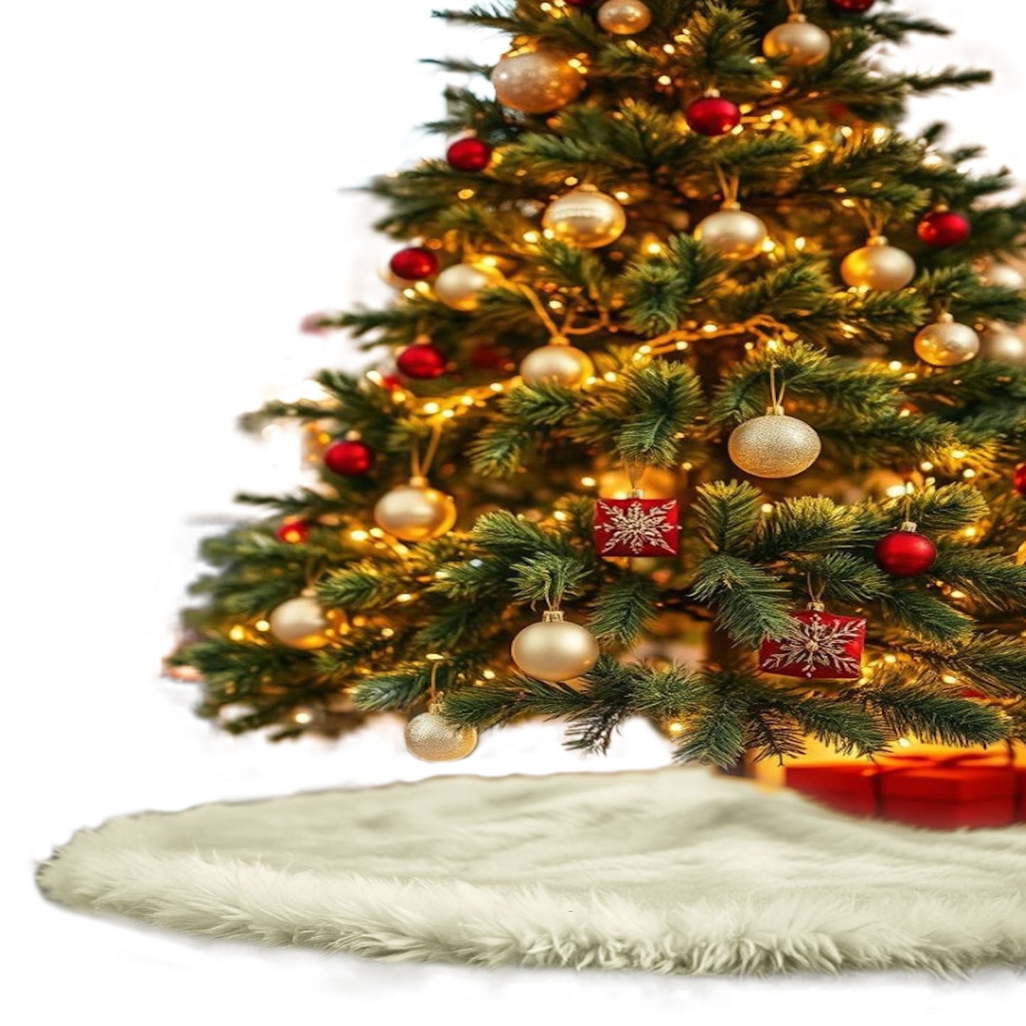 Premium Faux Fur Christmas Tree Skirt - 36 Inch | Luxurious Holiday Decorations - Prismatic Fiber Arts