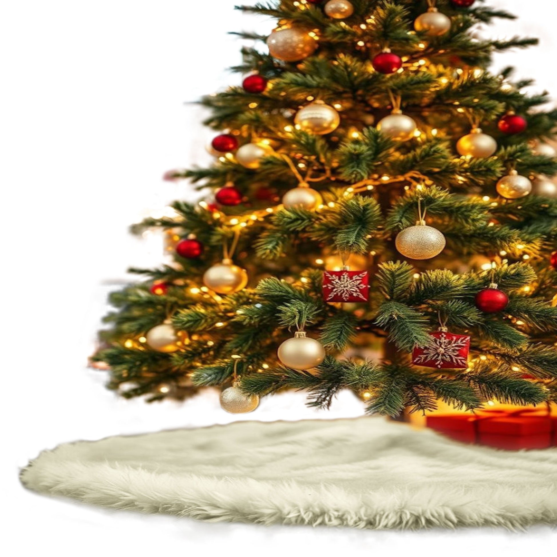 Premium Faux Fur Christmas Tree Skirt - 36 Inch | Luxurious Holiday Decorations - Prismatic Fiber Arts