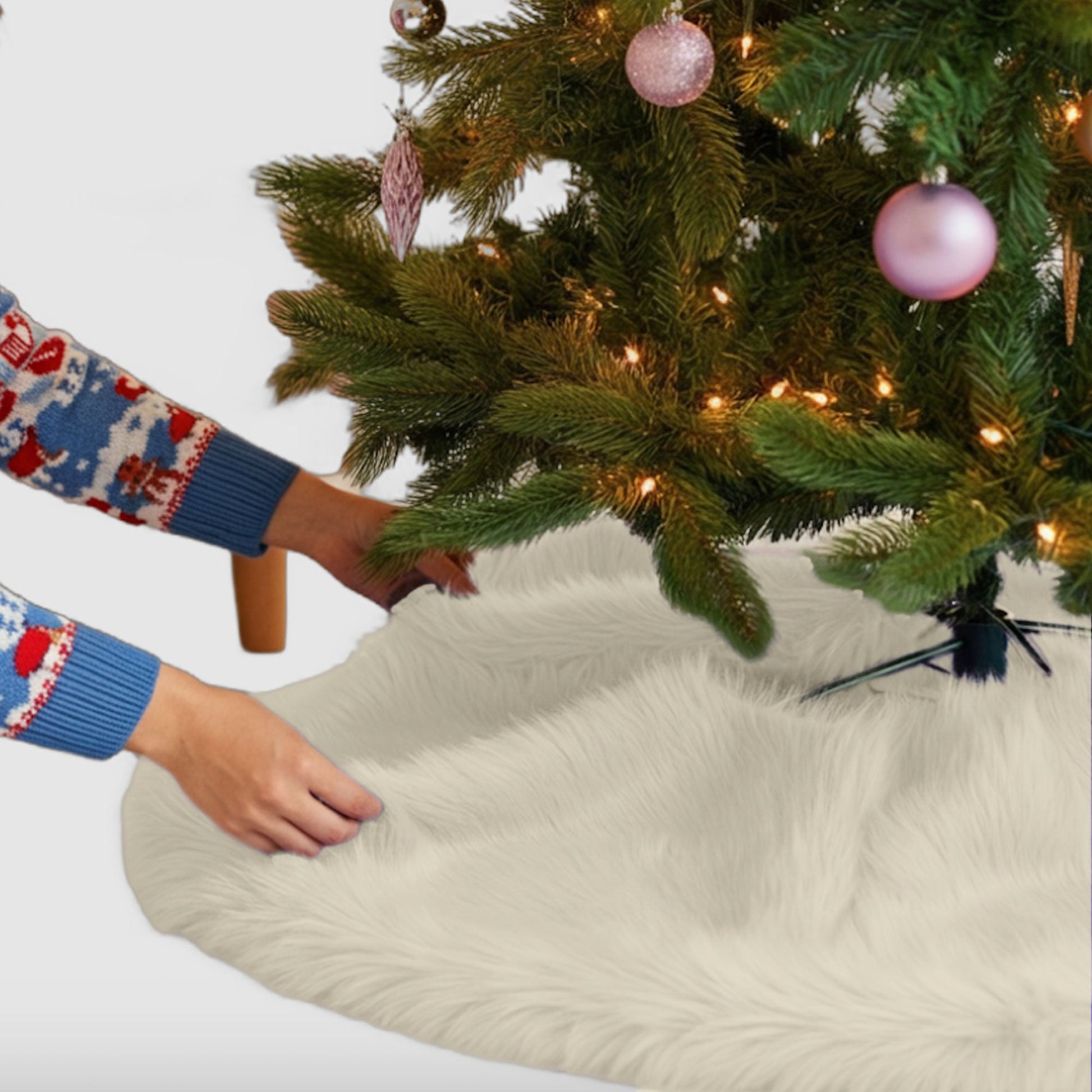 Premium Faux Fur Christmas Tree Skirt - 36 Inch | Luxurious Holiday Decorations - Prismatic Fiber Arts
