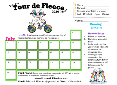 2026 Tour de Fleece Worksheet - Prismatic Fiber Arts