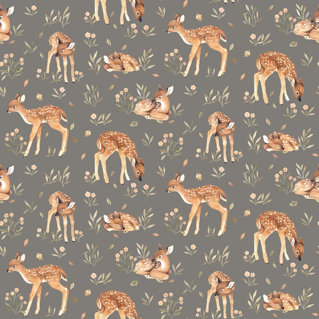 Oh Deer Pewter Cotton Wideback Fabric Per Yard - Prismatic Fiber Arts