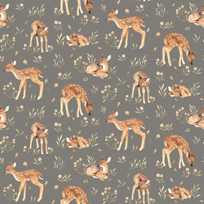 Oh Deer Pewter Cotton Wideback Fabric Per Yard - Prismatic Fiber Arts
