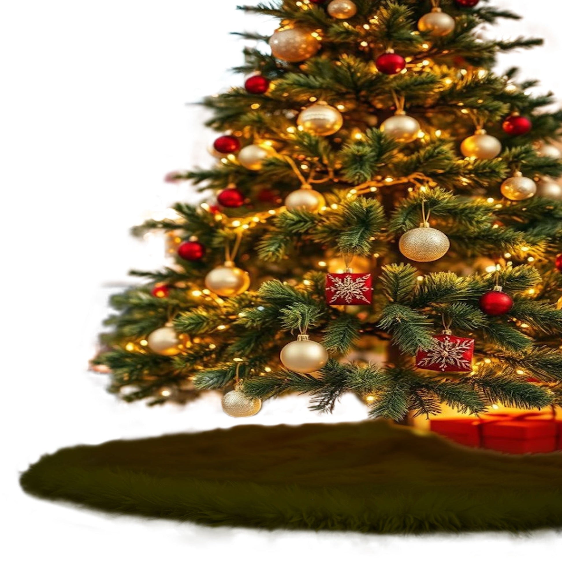 Premium Faux Fur Christmas Tree Skirt - 36 Inch | Luxurious Holiday Decorations - Prismatic Fiber Arts