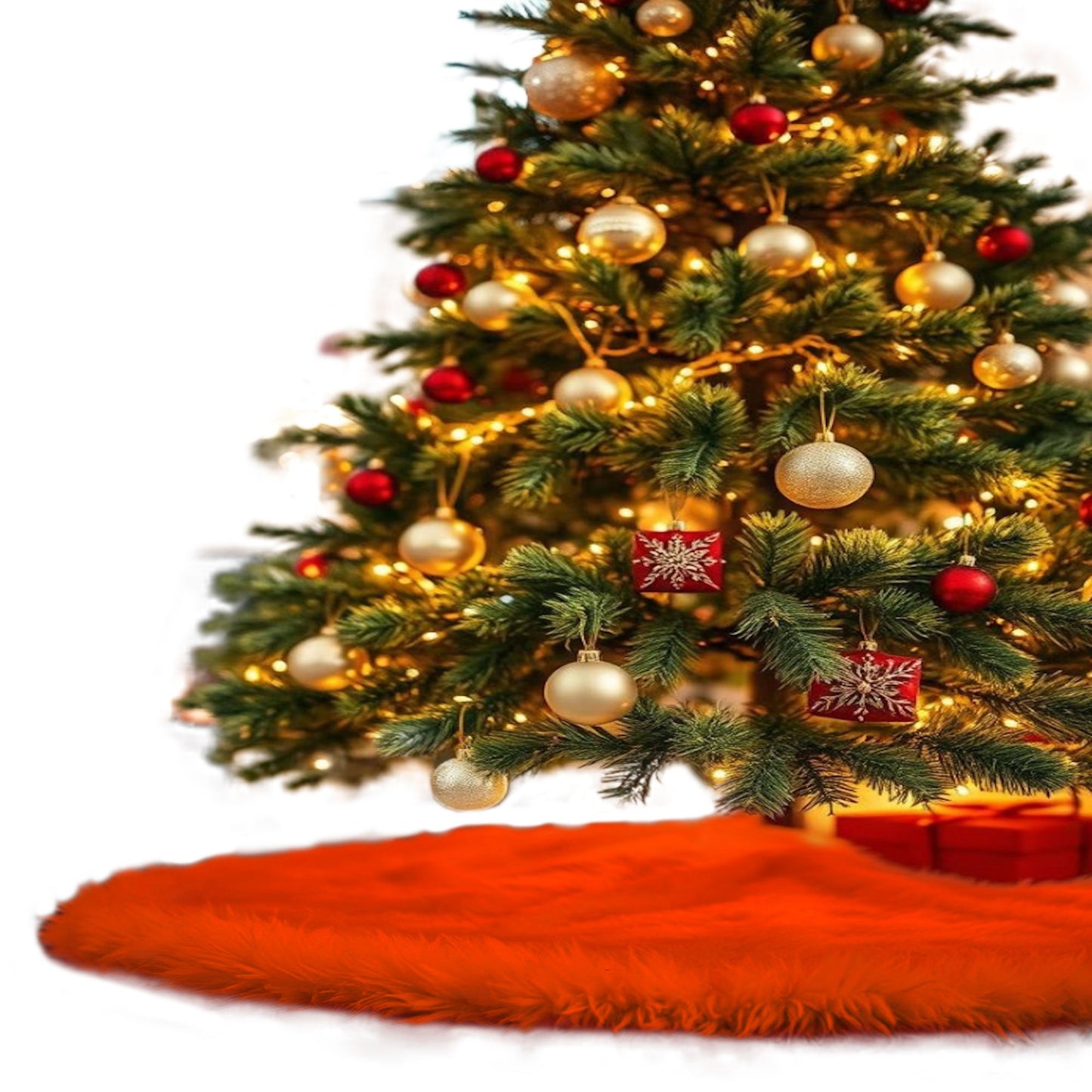 Premium Faux Fur Christmas Tree Skirt - 36 Inch | Luxurious Holiday Decorations - Prismatic Fiber Arts