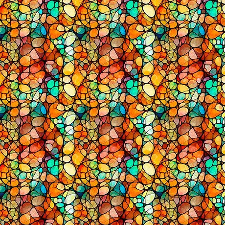 Orange Kaleidoscope Cotton 44"/45" Fabric Per Yard - Prismatic Fiber Arts
