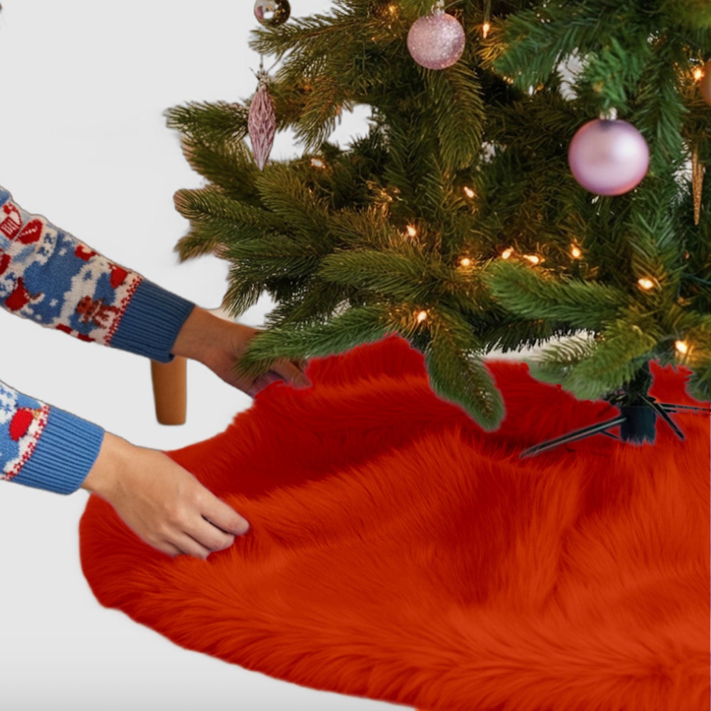 Premium Faux Fur Christmas Tree Skirt - 36 Inch | Luxurious Holiday Decorations - Prismatic Fiber Arts