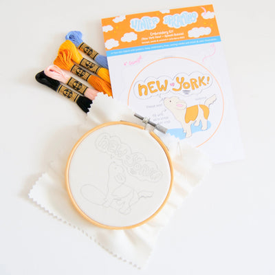 "New York!" Adorable Howling Dog Eco-Embroidery Kit (Joyful Threads / Winter Dreaming) - Prismatic Fiber Arts
