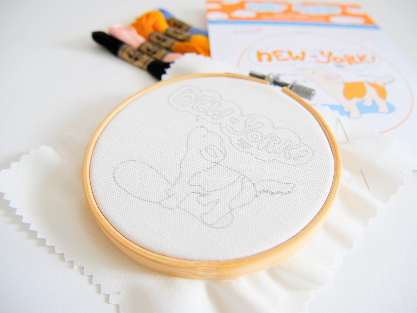"New York!" Adorable Howling Dog Eco-Embroidery Kit (Joyful Threads / Winter Dreaming) - Prismatic Fiber Arts