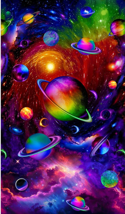 Multi-Color Galaxy Panel 24" Cotton 44"/45" Fabric Per Yard - Prismatic Fiber Arts