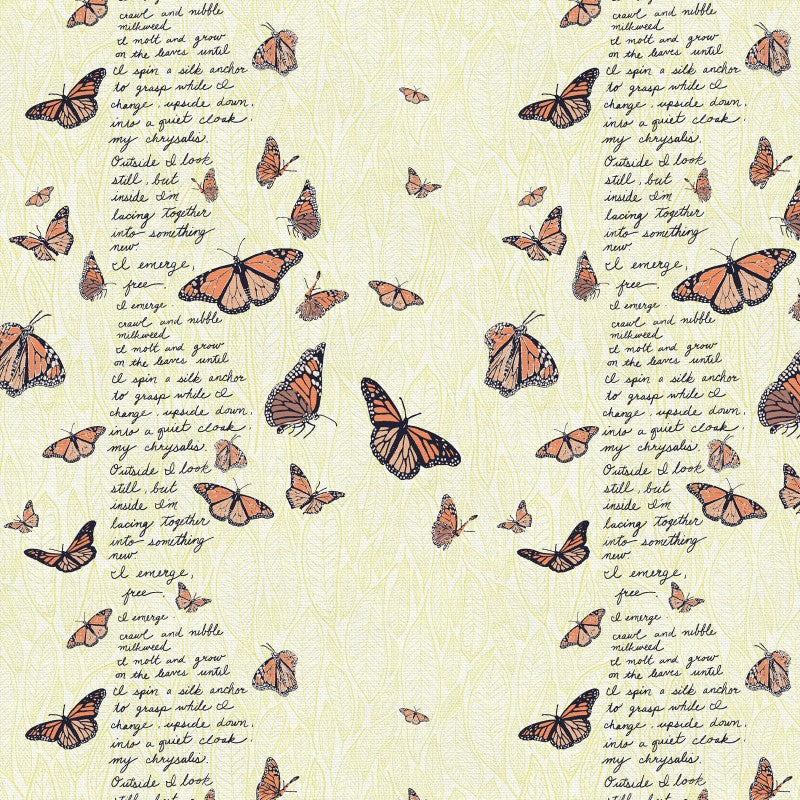 Yellow Emerge Chartreuse Butterflies Cotton Wideback Fabric per yard - Prismatic Fiber Arts