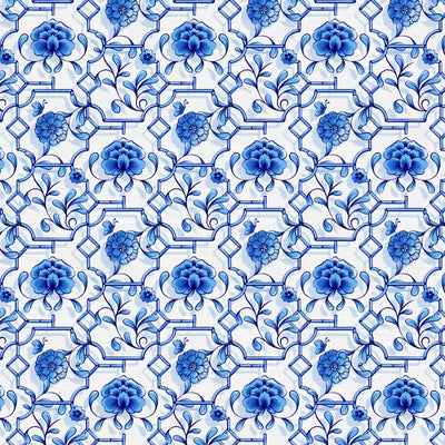 Chinoiserie Floral Fences Cotton Wideback 118" Fabric Per Yard - Prismatic Fiber Arts