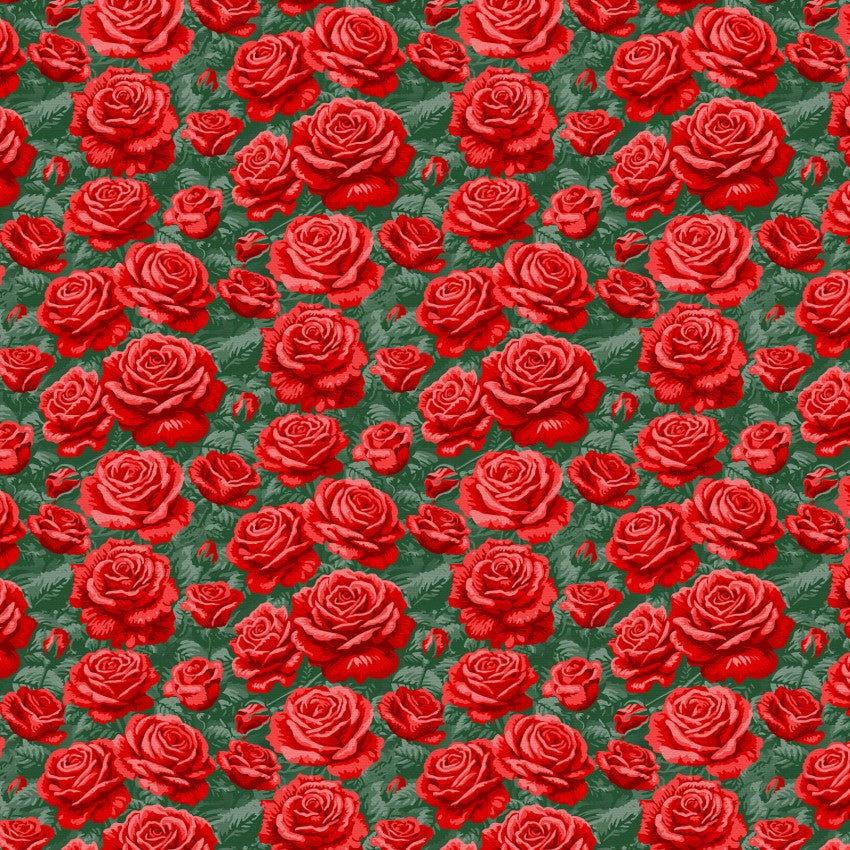 Red Roses Are Red Rose Bushes Cotton Wideback 118"  Fabric Per Yard - Prismatic Fiber Arts