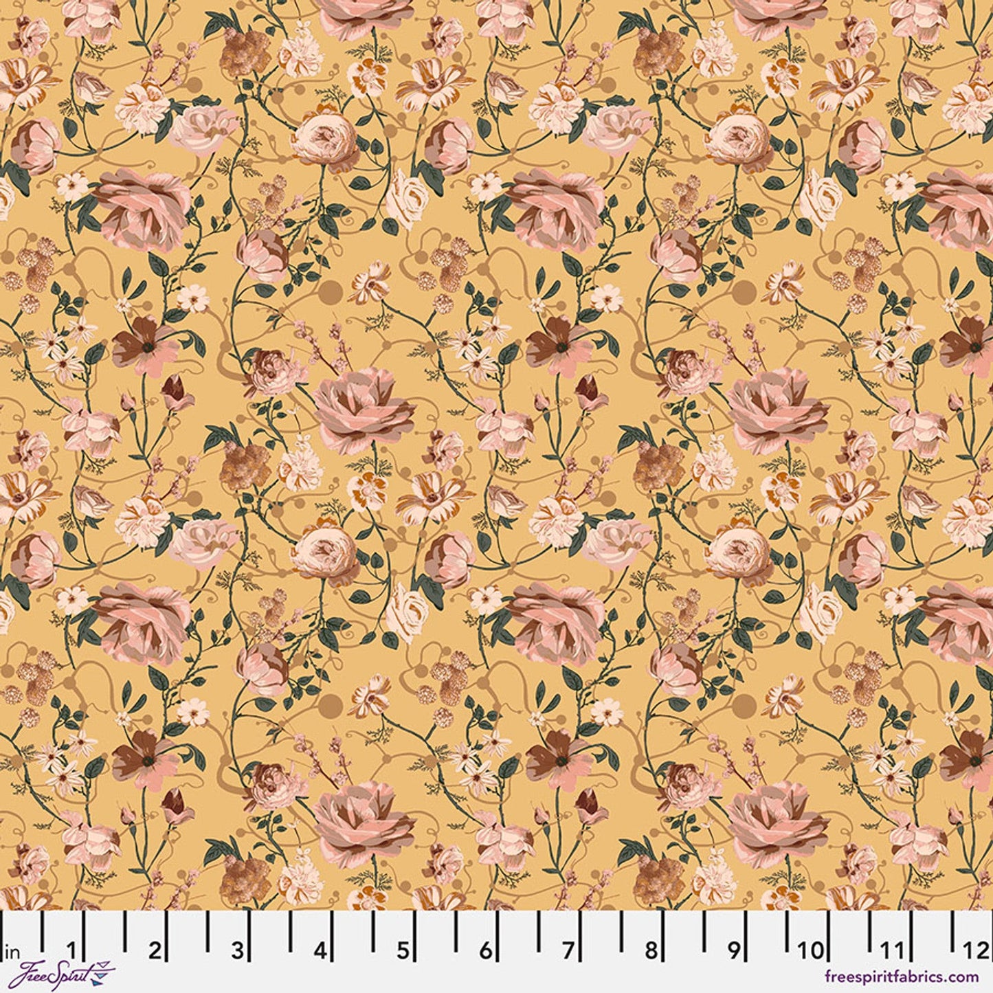 Enrapture by Giucy Giuce Entwined - Canary Cotton 44"/45" Fabric Per Yard - Prismatic Fiber Arts