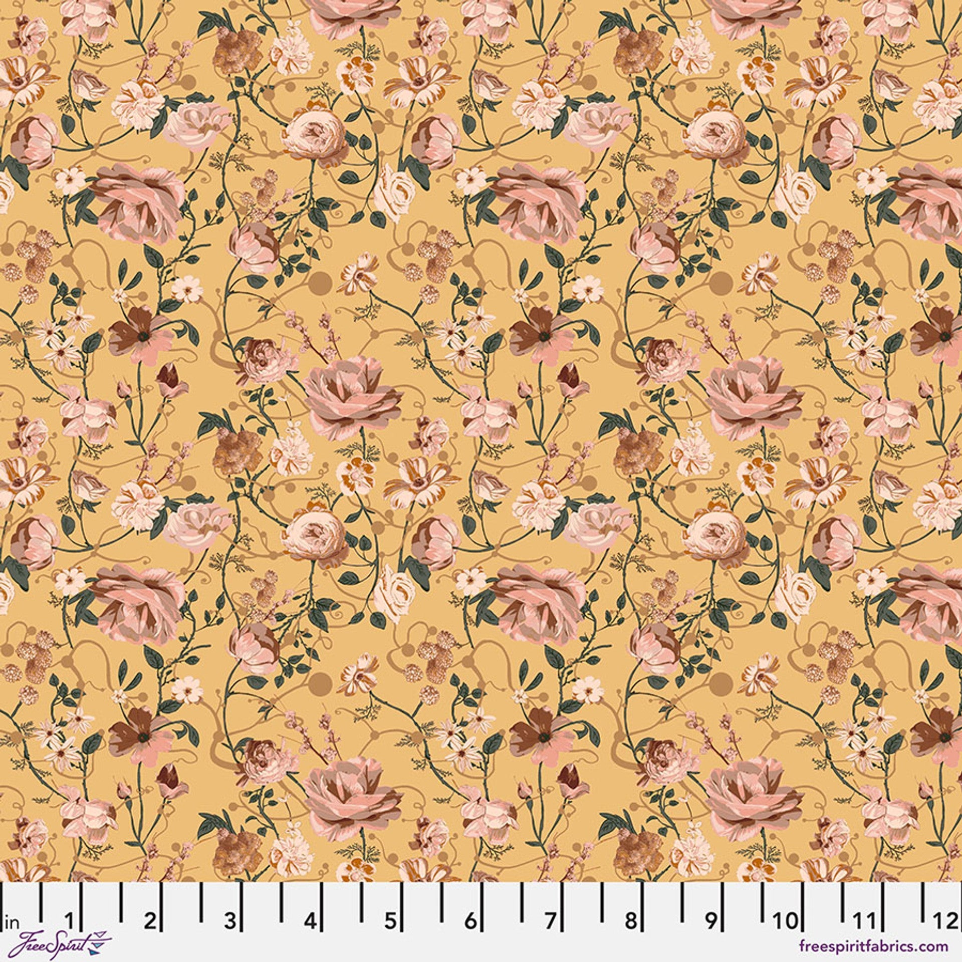 Enrapture by Giucy Giuce Entwined - Canary Cotton 44"/45" Fabric Per Yard - Prismatic Fiber Arts