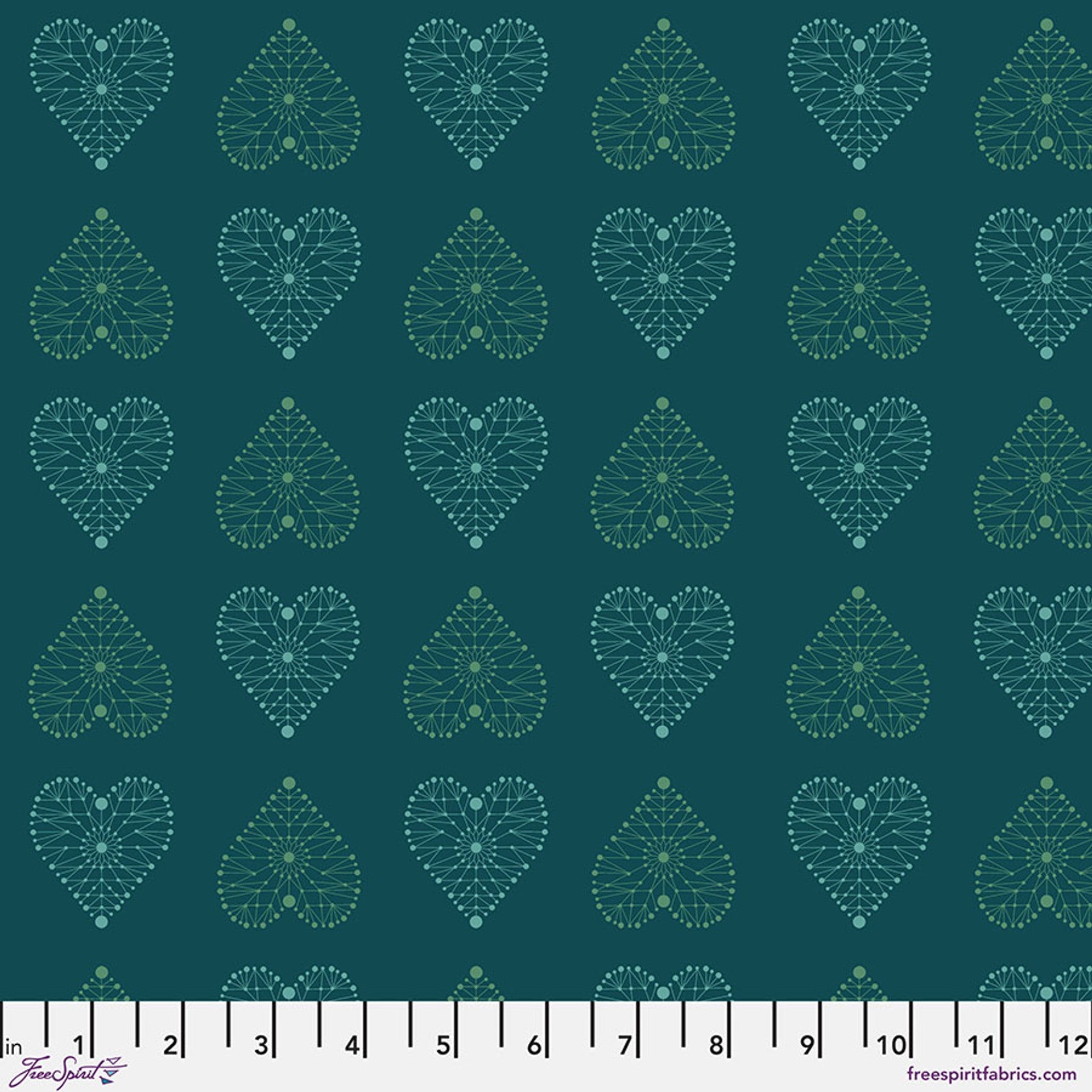 Enrapture by Giucy Giuce Amour - Turquoise Cotton 44"/45" Fabric Per Yard - Prismatic Fiber Arts