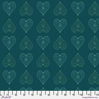 Enrapture by Giucy Giuce Amour - Turquoise Cotton 44"/45" Fabric Per Yard - Prismatic Fiber Arts
