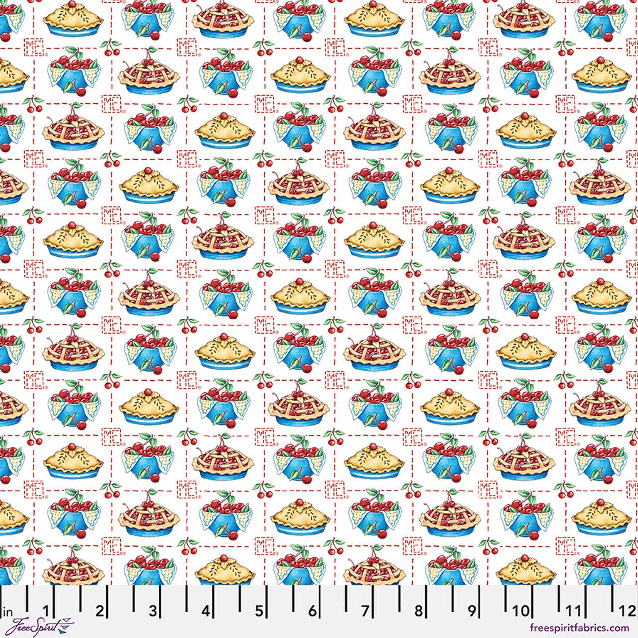 American as Cherry Pie - White Cotton 44"/45" Fabric Per Yard - Prismatic Fiber Arts