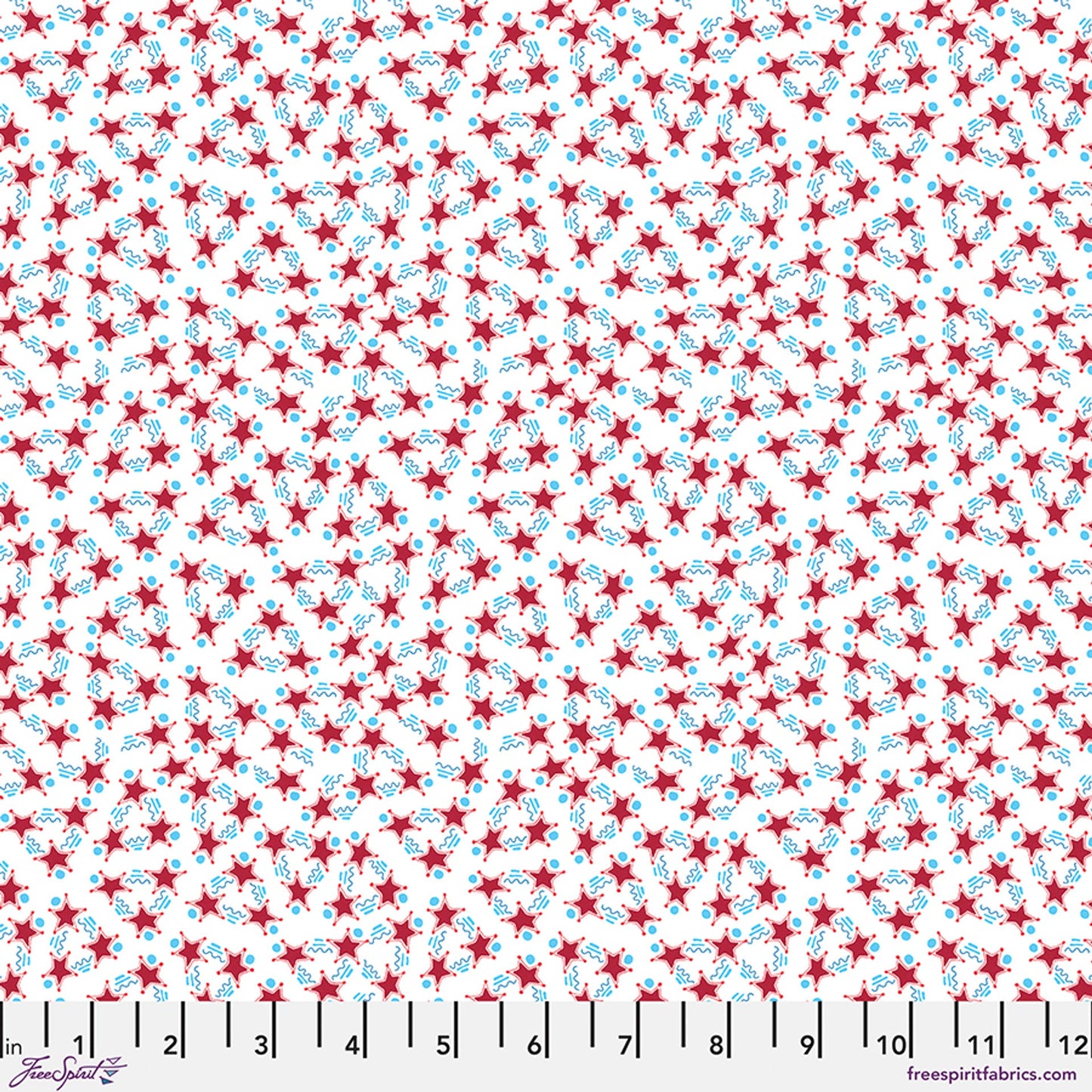 White Stars, Stripes & Squiggles Americas Birthday Cotton 44"/45" Fabric Per Yard - Prismatic Fiber Arts