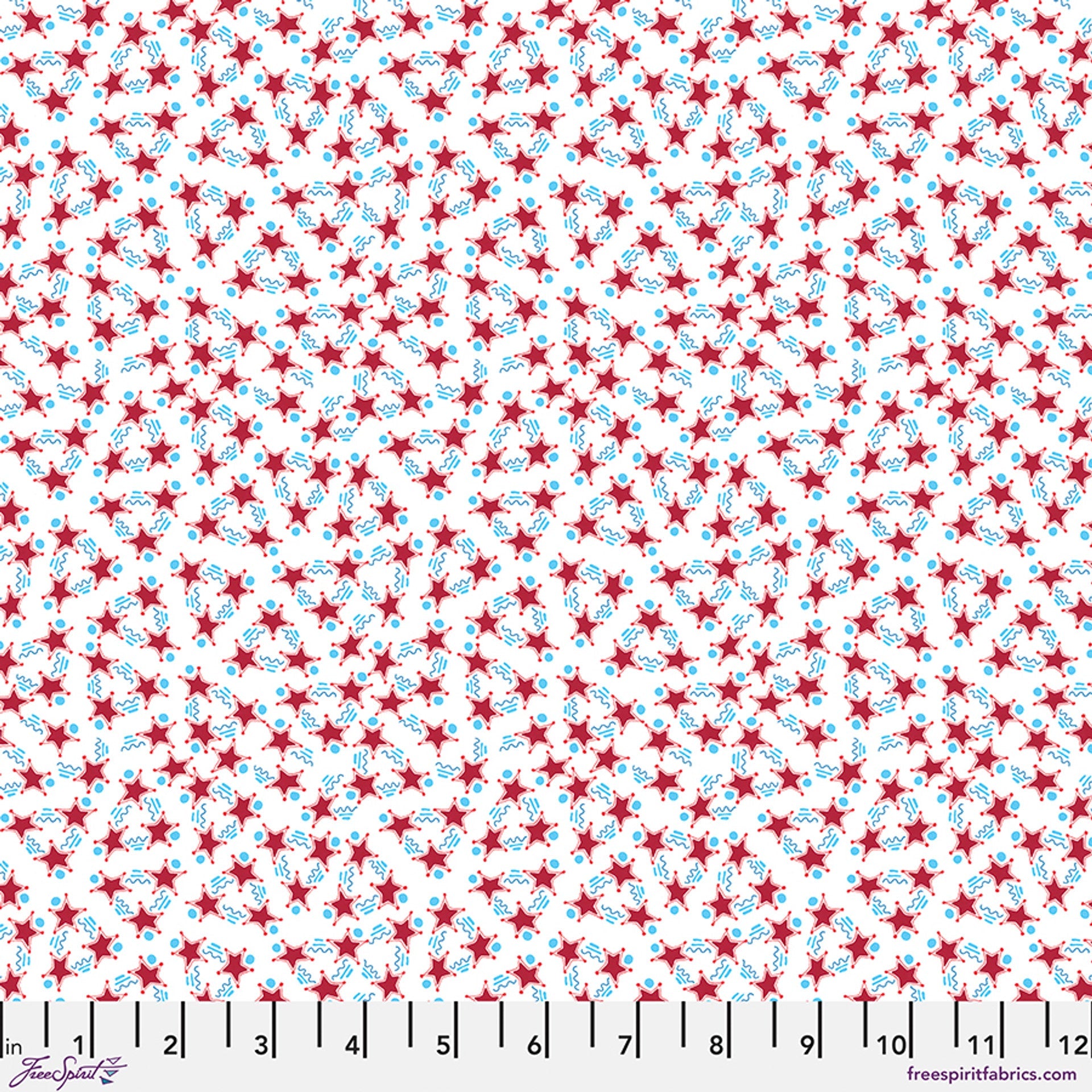 White Stars, Stripes & Squiggles Americas Birthday Cotton 44"/45" Fabric Per Yard - Prismatic Fiber Arts