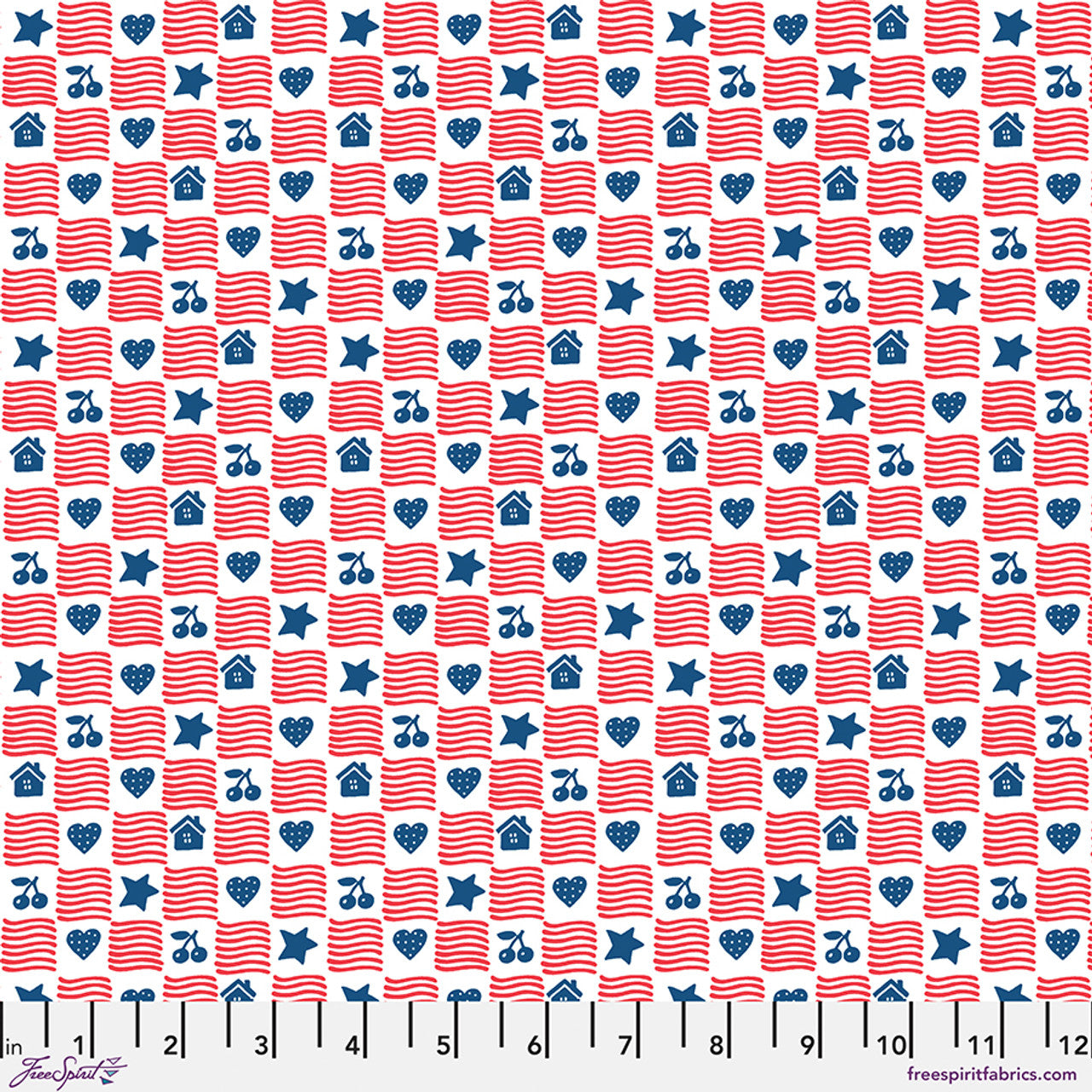 Red Simple American Home Americas Birthday Cotton 44"/45" Fabric Per Yard - Prismatic Fiber Arts