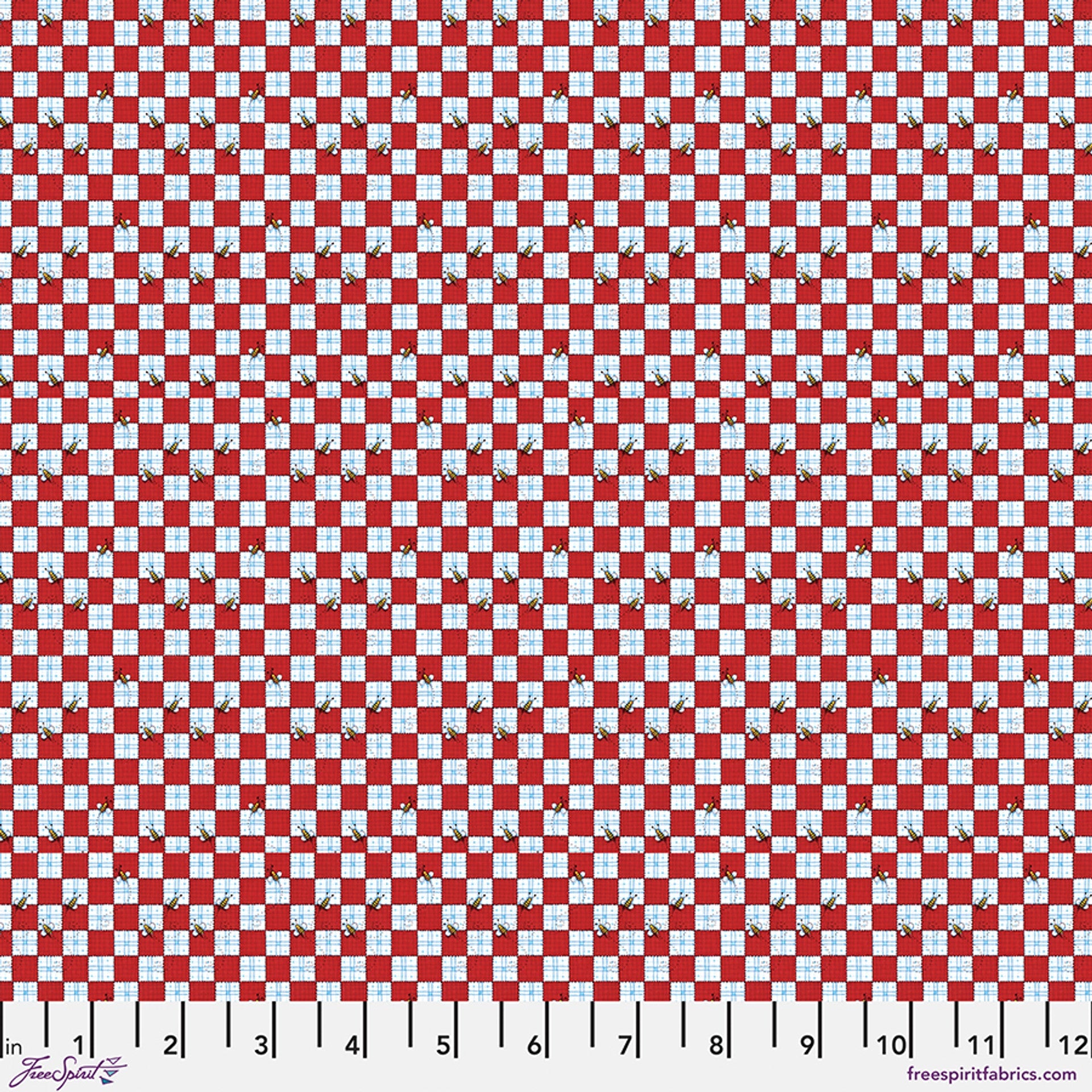 Red Bees at a Picnic Americas Birthday Cotton 44"/45" Fabric Per Yard - Prismatic Fiber Arts