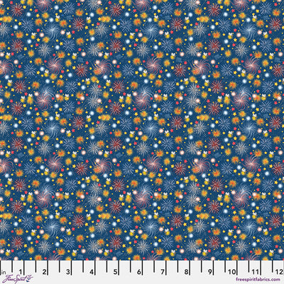 Navy Americas Birthday Fireworks Cotton 44"/45" Fabric Per Yard - Prismatic Fiber Arts