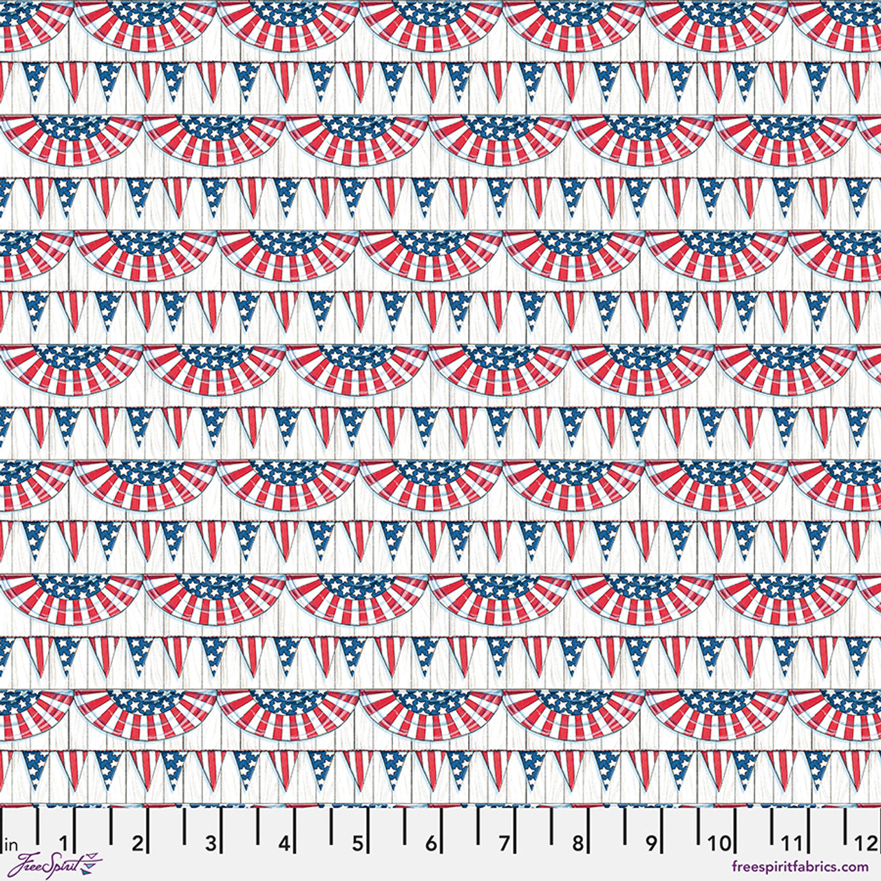 Red Americas Birthday Bunting Cotton 44"/45" Fabric Per Yard - Prismatic Fiber Arts
