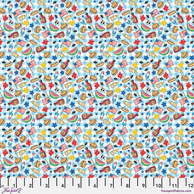 Blue Americas Birthday Cookout Cotton 44"/45" Fabric Per Yard - Prismatic Fiber Arts
