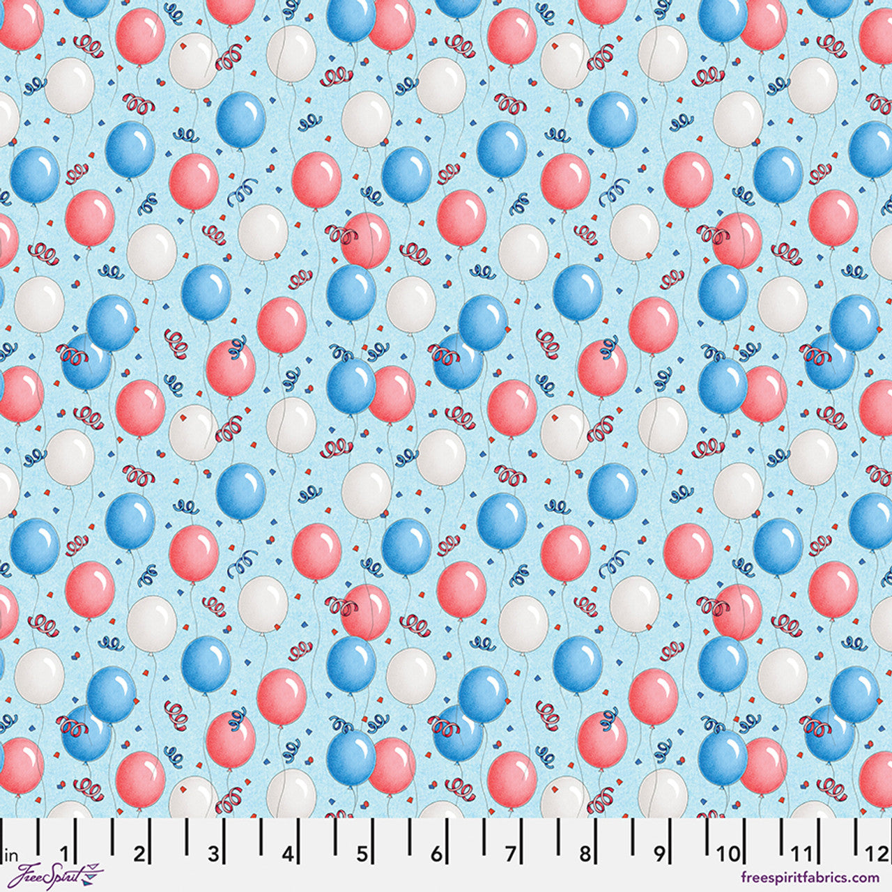 Blue Americas Birthday Balloons Cotton 44"/45" Fabric Per Yard - Prismatic Fiber Arts