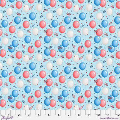 Blue Americas Birthday Balloons Cotton 44"/45" Fabric Per Yard - Prismatic Fiber Arts