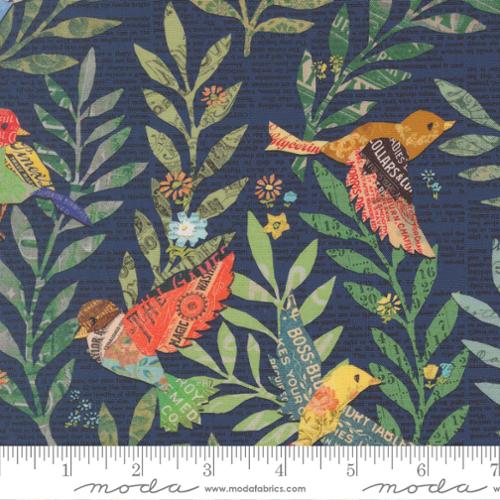 Paper Hamlet Midnight Birds Cotton 44"/45" Fabric Per Yard - Prismatic Fiber Arts
