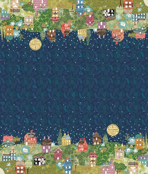 Paper Hamlet Midnight Double Border Cotton 44"/45" Fabric Per Yard - Prismatic Fiber Arts