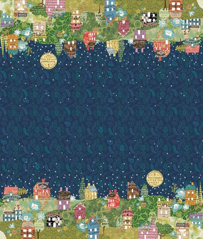 Paper Hamlet Midnight Double Border Cotton 44"/45" Fabric Per Yard - Prismatic Fiber Arts